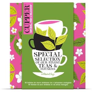 CUPPER Collection Tè e Tisane Bio Cofanetto 9 Gusti (tot 45 Bustine) | Idea regalo, assortimento biologico e fairtrade equo solidale, tè e infusi assortiti, confezione regalo, ingredienti naturali