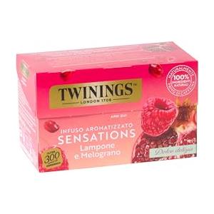Twinings, Infuso Sensations Lampone e Melograno, 20 Filtri | Senza Caffeina, Gusto Vivace e Fruttato, profilo del tè, da Gustare Caldo o Freddo