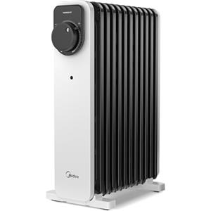 Midea Termoconvettore a Olio, 2300W, 11 alette, Controllo a Manopola, Termostato Regolabile, 3 Livelli di Calore, Protezione da Ribaltamento e Surriscaldamento, Ultra Silenzioso per Ufficio e Casa