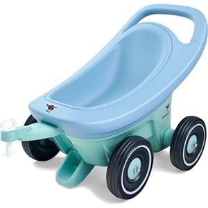 BIG Buggy 3 in 1: Girello con Freno Regolabile, rimorchio e 4 Ruote silenziose Incluse Buggy Blu-Turchese, per Bambini a Partire da 1 Anno