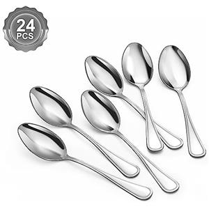 BEWOS 24 cucchiai da caffè, Cucchiai in Acciaio Inox 13,7 cm, Piccoli cucchiai da dessert, Cucchiai lucidati a Specchio e Lavabili in Lavastoviglie