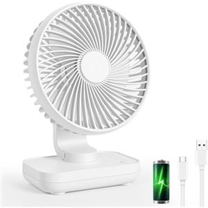 AUAUY Ventilatore da Tavolo, Ventilatore da Tavolo Ultra-Silenzioso-Bianco | 4000mAh Ricaricabile, 4 Velocità Ventilatori, per Casa, Ufficio, Viaggi, Camera da Letto, Biblioteca