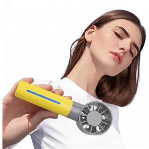 GiDaCom Mini Ventilatore Portatile con Nebulizzatore e Umidificatore - Raffrescatore USB Ricaricabile con 5 Velocità Touch, Design Compatto e Leggero (150g) - Ideale per Ufficio, Auto, Casa e Outdoor (Giallo)