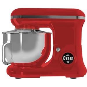 PYRAMIDEA Impastatrice Planetaria con Display Digitale 8 Velocità Testa Sollevabile 1200W con Funzione Pulse Capienza 5,2L in Acciaio Inox Colore Rosso IP5200R