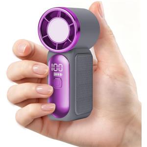 AUAUY Mini Ventilatore Portatile, 6 Velocità, USB-C Ricaricabile, Grigio | Display LED Intelligente, per Viaggi, Sport, Ufficio