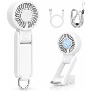 LUCYLANKER Ventilatore Portatile con Piastra di Raffreddamento, Mini Ventilatore da Mano Pieghevole con Moschettone, 4 Velocità, USB-C Ricaricabile da Tavolo per Ufficio, Viaggio, Campeggio, Esterno