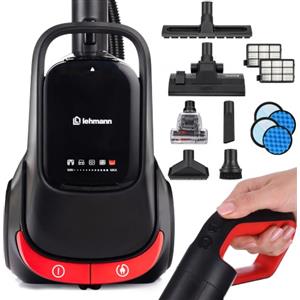 LEHMANN Aspirapolvere a Traino senza Sacco con Tecnologia di Controllo sull'impugnatura, Doppia Filtrazione & Filtro HEPA, Serbatoio 1,5 L, Compatto, Sistema Ciclonico, 4 Modalità Multi-superficie