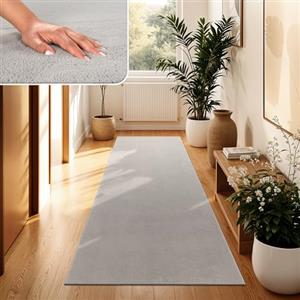 Paco Home Tappeto Moderno e Morbido per Soggiorno a Pelo Corto Lavabile Fluffy Uni Effetto Pelliccia Senza Tempo Elegante Antiscivolo Facile da Pulire, Dimensione:60x100 cm, Colore:Argento