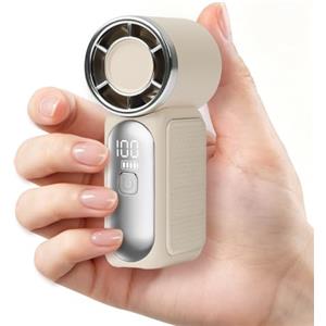 AUAUY Mini Ventilatore Portatile, 6 Velocità, USB-C Ricaricabile, Bianco | Display LED Intelligente, per Viaggi, Sport, Ufficio