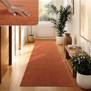 Paco Home Tappeto Moderno e Morbido per Soggiorno a Pelo Corto Lavabile Fluffy Uni Effetto Pelliccia Senza Tempo Elegante Antiscivolo Facile da Pulire, Dimensione:60x100 cm, Colore:Rame