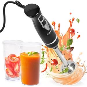 Duronic HB35C Frullatore a immersione 350W 2 Bicchieri da 600 ml ciascuno | Lame e bacchetta in acciaio inox facili da pulire, 2 velocità, Resistente al calore e all'usura, versatile, Cavo lungo 150 cm