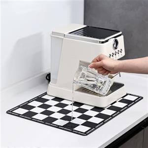 KitchenRaku Tappetino macchina caffe 40x60cm, scolapiatti da cucina assorbente, tappeto lavandino, tappetino scolapiatti da cucina (Bianco e nero)