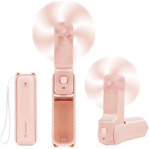 AUAUY Ventilatore Portatile a Mano, 3 Velocità Ventilatori, 2000mAh, Rosa | Ricaricabile, Ultra-Silenzioso, per Casa, Ufficio, Viaggi, Camera da Letto, Biblioteca