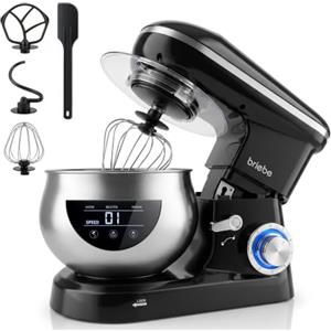 briebe Impastatrice Planetaria Professionale per Pasticceria 1800W MAX Robot da Cucina Orbitale, Frusta, Ciotola 5 L, 6 Velocità + Funzione Pulse, Schermo Touch LED, KM1164