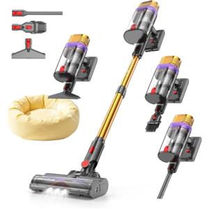 Vistefly V15 Ultra Aspirapolvere senza Fili 58KPa/80 Minuti/Scopa Elettrica | 600W | Potente | Doppio Contenitore Anti-groviglio | Modalità Automatica | Ideale Per Pavimenti Appeti e Peli Animali