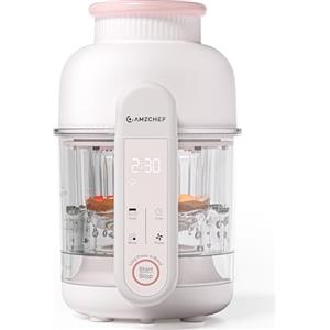 AMZCHEF Cuocipappa 6-in-1 Vaporiera & Frullatore - Baby Food Processor con Consistenze per Fasi di Crescita, BPA-Free - Cuoce a Vapore, Frulla, Purée, Scongela, Auto-Pulizia - Comandi tattili