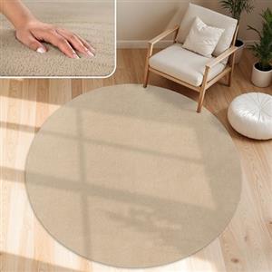 Paco Home Tappeto Moderno e Morbido per Soggiorno a Pelo Corto Lavabile Fluffy Uni Effetto Pelliccia Senza Tempo Elegante Antiscivolo Facile da Pulire, Dimensione:80 cm tondo, Colore:Beige 2
