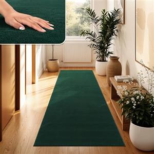 Paco Home Tappeto Moderno e Morbido per Soggiorno a Pelo Corto Lavabile Fluffy Uni Effetto Pelliccia Senza Tempo Elegante Antiscivolo Facile da Pulire, Dimensione:60x100 cm, Colore:Verde