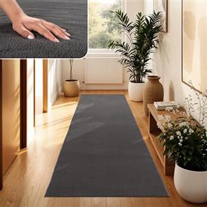 Paco Home Tappeto Moderno e Morbido per Soggiorno a Pelo Corto Lavabile Fluffy Uni Effetto Pelliccia Senza Tempo Elegante Antiscivolo Facile da Pulire, Dimensione:60x100 cm, Colore:Antracite