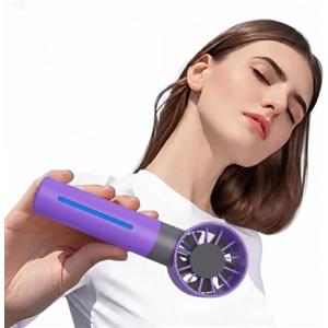 GiDaCom Mini Ventilatore Portatile con Nebulizzatore e Umidificatore - Raffrescatore USB Ricaricabile con 5 Velocità Touch, Design Compatto e Leggero (150g) - Ideale per Ufficio, Auto, Casa e Outdoor (Viola)