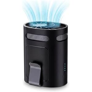LUCYLANKER Ventilatore da Cintura, Ultraleggero Ventilatore da Vita, Mini Ventilatore Portatile con Clip e Cordino, 4 Velocità, Ventilatore a Mani Libere per Lavoro all'Aperto, Corsa, Trekking, Nero
