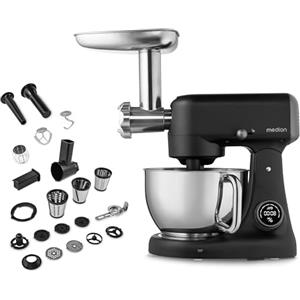 MEDION Robot da cucina con tritacarne (800 watt, motore a corrente continua, vaschetta in acciaio inox da 4,6 litri, risparmio energetico, ultra-silenzioso, display digitale a sensore touch