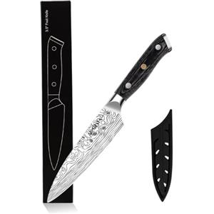 MOSFiATA Coltello Spelucchino Coltello per Verdure Frutta con Fodero, Acciaio Inossidabile Tedesco, Manico in Micarta, per Sbucciare e Intagliare