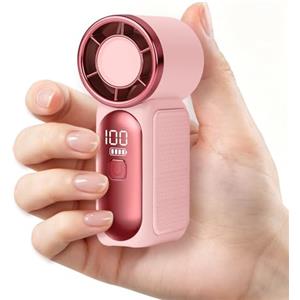 AUAUY Mini Ventilatore Portatile, 6 Velocità, USB-C Ricaricabile, Rosa | Display LED Intelligente, per Viaggi, Sport, Ufficio