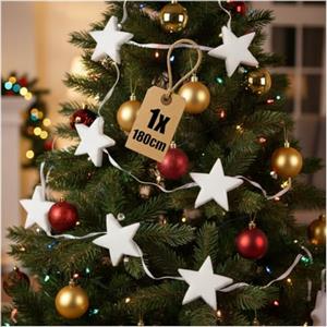 com-four® Ghirlanda di stelle con campanelle, da appendere alla parete | nastro decorativo con stelle - decorazioni per l'albero di Natale