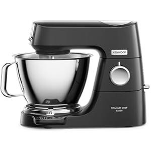 Kenwood Titanium Chef Baker Silver KVC85.004BK, Impastatrice con Bilancia Integrata, 3 Ganci in Acciaio Inox e Frusta in Gomma, Ciotole da 5L E 3.5L, 1200W, Nero