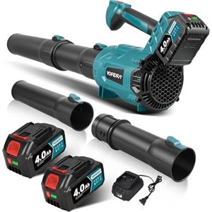 Yofidra Soffiatore per Foglie Senza Fili, 400 km/h, 6 Velocità | Motore Spazzole 25000 RPM, 2 Batterie e Caricatore, Soffiatore a Batteria per Giardino, Foglie, Polvere e Neve