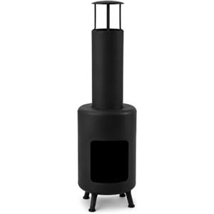 Il Gruppone Passione Casa Caminetto da Esterno in Acciaio e Ferro Nero 30 x 30 x 105 cm, Braciere Verticale su 3 Piedini, Camino da Giardino e Terrazzo con Parapioggia Superiore