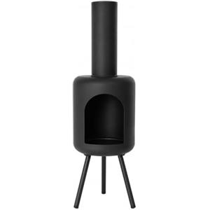 Il Gruppone Passione Casa Caminetto da Esterno in Acciaio e Ferro Nero 30 x 30 x 114 cm, Braciere Verticale con 3 Gambe, Camino da Giardino e Terrazzo dal Design Moderno