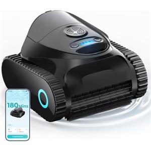 BRINBO C1 Robot Piscina Pareti e Fondo,Linea d'acqua180 min,Nero e Bianco | Doppio Filtro,Aspiratore Piscina Senza Fili, 7 Modalità di Pulizia,Pulitore con App, Robot Pulisci Piscine fino a 150 m²