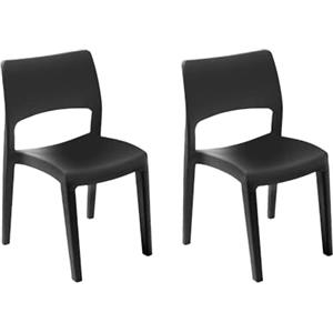 Dmora Set di 2 sedie da Esterno Tropea, Seduta da Giardino, per Indoor o Outdoor, Impilabile, Made in Italy, 50x51 h82 cm, Antracite