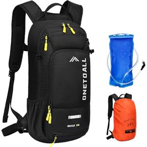 LOCAL LION Zaino MTB con Sacca Idrica 2L, Zaino Bicicletta 10L con Cappuccio Impermeabile e Copricasco, Zaini Ciclismo, Zainetti Mountain Bike Uomo Donna per Sciare Enduro Trail Running Moto Trekking