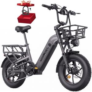 HillMiles MileLink1 Bici Elettrica per Adulto, 48V 18/41Ah Batteria | Autonomia 120/250km, Batteria Rimovibile, Coppia 65Nm, Freni Idraulici, Doppi Ammortizzatori, Pneumatici Larghi 16''x4.0''