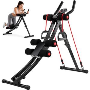 LIFERUN Panca per Addominali Pieghevole, AB Trainer, Panca Piana Palestra | Salvaspazio, 4 Livelli di Resistenza, Trainer Addominale per casa, con Monitor LCD, Capacità 120 kg