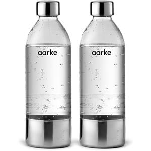 aarke 2 Pacchi Bottiglie per Gasatore d'acqua Carbonator 3, senza BPA con Dettagli in Acciaio (800ml)