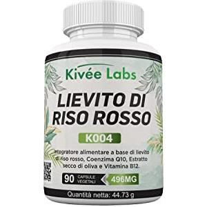 Kivéelabs 90 Capsule -Riso Rosso Fermentato Colesterolo | Coenzima Q10 - Riso rosso fermentato - Senza glutine, vegano e non OGM - Prodotto in Europa… (90 Capsule)