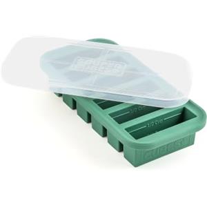 Souper Cubes Stampo per congelatore in silicone da 1/2 tazza con coperchio | Cubetti in silicone 100% trattato al platino, adatti per forno e microonde, perfetti per congelare brodo, salse