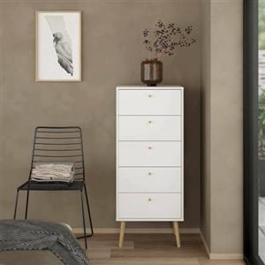 Dmora - Cassettiera Genevieve, Settimino multiuso, Comò camera da letto, Mobile con cassetti, 50x39 h120 cm, Bianco