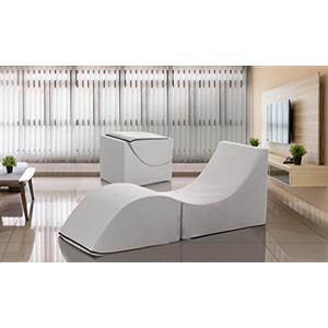 Talamo Italia Andreina Pouf Clever, trasformabile in Chaise Longue, Ecopelle, 50x70x50 cm, Made in Italy, Bianco, Pelle Sintetica, Singolo