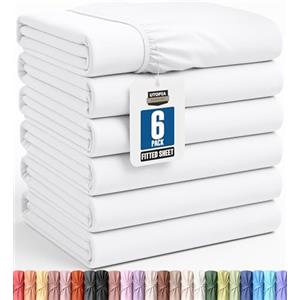Utopia Bedding Lenzuola con angoli per letto singolo, confezione da 6 lenzuola inferiori, morbida microfibra spazzolata, tasche profonde, resistenti al restringimento e allo sbiadimento, facili da