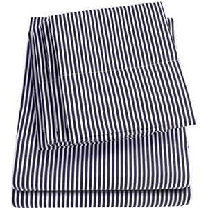 Sweet Home Collection Set di lenzuola per letto matrimoniale, 6 pezzi, collezione Supreme 1500, in microfibra spazzolata fine, con tasca profonda, 2 federe extra, motivo classico a strisce, colore blu navy