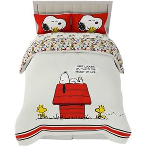 Franco Peanuts Classic Pals - Set copripiumino e lenzuola, 5 pezzi, per letto matrimoniale, prodotto con licenza ufficiale, da collezione