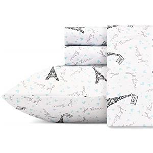 Betsey Johnson, Lenzuola per letto matrimoniale, morbide e leggere, resistenti allo sbiadimento e alle pieghe (Je T'aime Paris, matrimoniale)