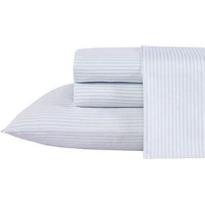 Laura Ashley - Lenzuola per letto matrimoniale, in rasatello di cotone liscio e setoso, con federe abbinate, tasca profonda, certificato Oeko-Tex. colore blu (Ramona Blue)