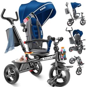 KIDIZ Triciclo 6 in 1 Dirigibile da 9 mesi Joggant anteriore e posteriore Peso massimo 25 kg Barra di spinta Cestino parasole Ruote in gomma