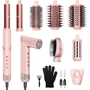 Dryhsip Spazzola Rotante per Capelli e Styler Flessibile 8 in 1 Asciugacapelli, con Styling Liscio, Onde, Ricci, Volumizzante, Diffusore, Hair Styler Viaggi set Regalo Donna e Uomo